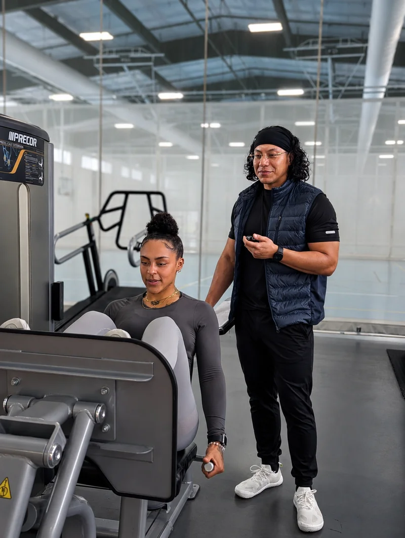 Marcello coaching a client through a strength training session
